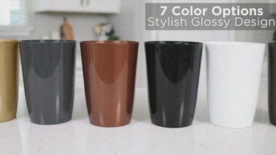 Compact Copper Plastic Bathroom Trash Can with Open Top