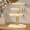 3-Tier Beige Velvet Bracelet Holder - Detachable T-Bar Display for Jewelry & Watches - 2 of 4