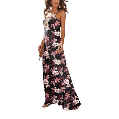  LASCANA Women's Sleeveless Maxi Dress Black Printed 2 :  Clothing, Shoes & Jewelry