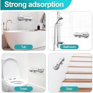 Ridstar Heavy-Duty Removable Dual-Bar Bath Tub Shower Grab Bar with 3 Suction Cups-Gray - 1 of 4