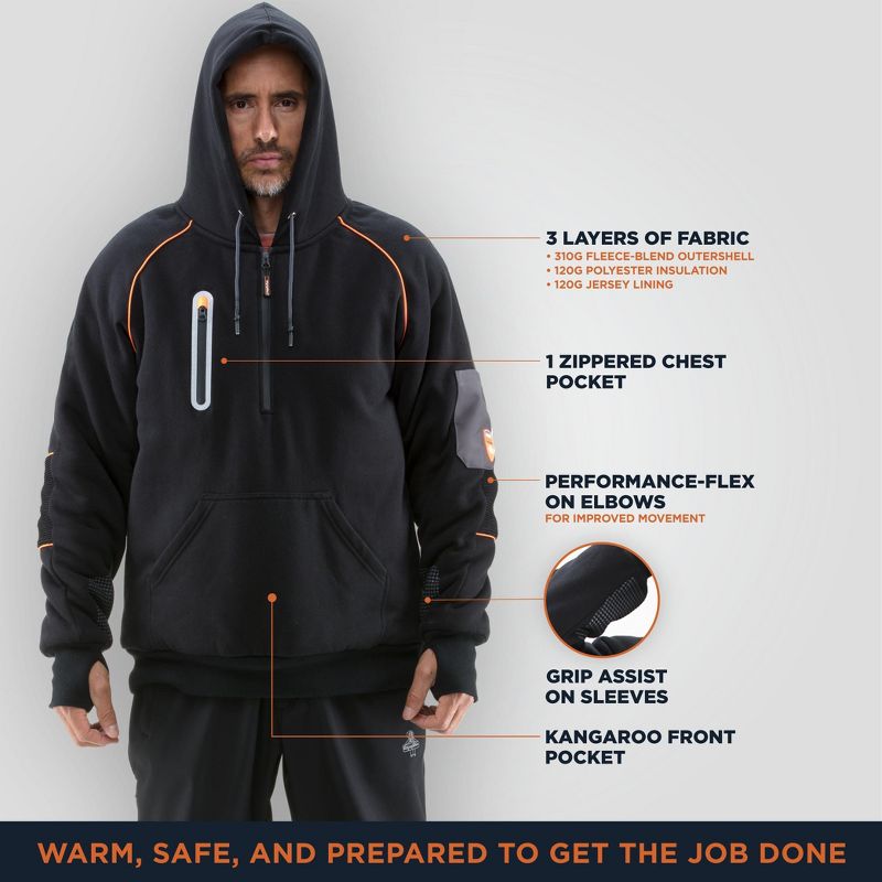 RefrigiWear Men's PolarForce Sweatshirt Insulated Hoodie with Performance-Flex, 4 of 8