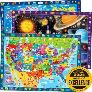 Puzzles for Kids Ages 4-6 – 3 Pack 100 Piece Floor Puzzles for Kids 8-10 Year Old – Learning Games 5-7 – United States Educational Puzzles Toddler 3-5 - 1 of 4