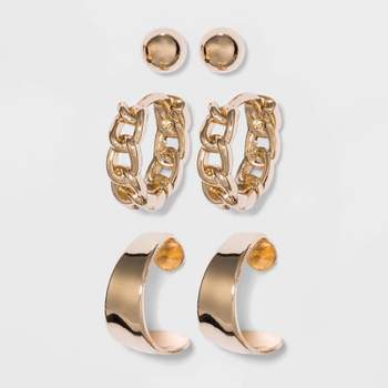 Multi Gold Hoops And Cubic Zirconia Stud Earring Set 8pc - A New