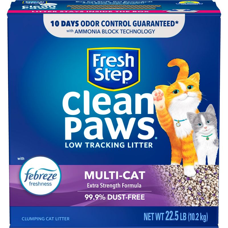 Fresh Step Clean Paws Multi-Cat with the Power of Febreze Scented Clumping Cat Litter - 22.5lbs, 3 of 16