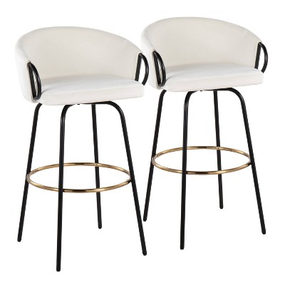 Lumisource Set Of 2 Claire Barstools Black/cream: Upholstered Velvet ...