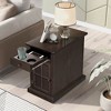 U-Can Classic Vintage Living Room Side Table with USB Ports and a Multifunctional Drawer featuring Cup Holders - 4 of 4