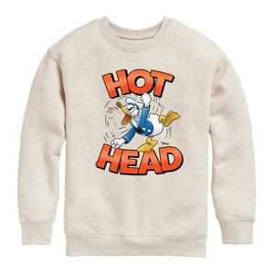 Boys' - Disney - Hot Head Donald Duck Graphic Long Sleeve Fleece Sweatshirt - 1 of 4