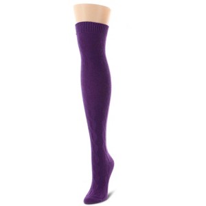 Memoi Jumbo Cable Over The Knee Cotton Blend Warm Socks Blackberry Cordial One Size - 1 of 2