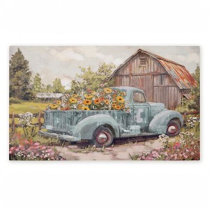 Stupell Industries Vintage Truck With Flowers Printed Outdoor Door Mat, design by Nina Blue, 18"x30" - 1 of 4