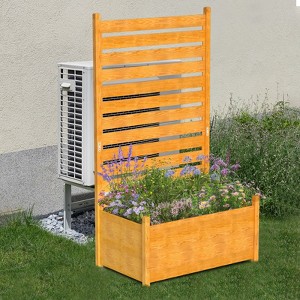 DoCred Air Conditioner Fence, Freestanding Privacy Fence,1-2Panel Wood Screens with Planter Box for Outdoor AC, Trash Can, Pool Equipment Enclosure - 1 of 4