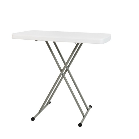 Flash Furniture 30 Inch Granite White Indoor/outdoor Plastic Folding Table,  Adjustable Height Commercial Grade Side Table, Laptop Table, Tv Tray :  Target