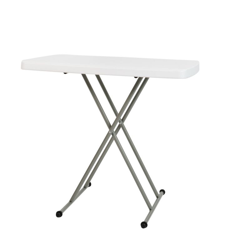 Flash Furniture Indoor/Outdoor Plastic Folding Table, Adjustable Height Commercial Grade Side Table, Laptop Table, TV Tray, 1 of 15