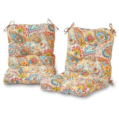 Set of 2 Jamboree Paisley Outdoor Seat/Back Chair Cushions - Kensington Garden