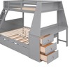 Okak Full Size Solid Wood Bunk Bed Low Loft Bunk Bed with Convertible Ladder Left/Right & Safety Guardrail for Kids Teens, Easy Assemble, Gray - 4 of 4