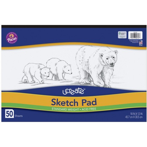 Ucreate Lightweight Sketch Pad 12 X 18 Inches White 50 Sheets