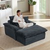 Pexfix 55 In. W Modern Cushioned Corduroy Single Seat Sofa With Pillows and Footrest Lounge Chair for Living Room Bedroom Apartment Office Dark Gray - 3 of 4