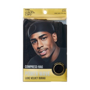KISS Products Colors & Care Compress Durag Velvet Hair Bonnet & Cap - Black - 1 of 4