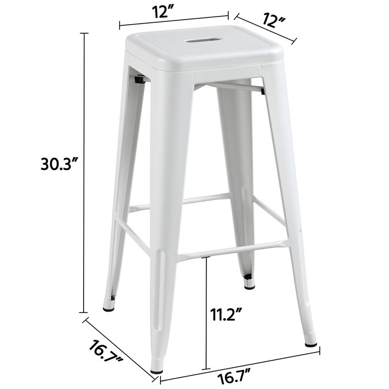 Yaheetech Set of 4 Metal Backless Counter Height Bar Stools Stackable Chairs, 4 of 9