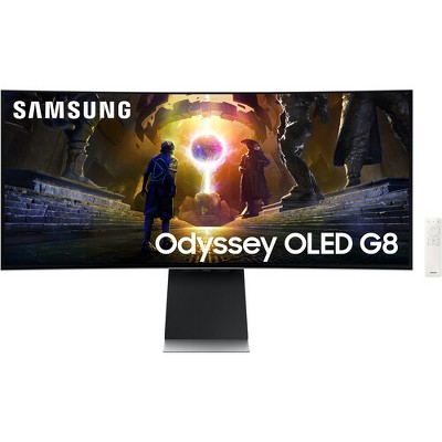 Manufacturer Refurbished Samsung Odyssey QD-OLED G8 G85SD 34" 1440p HDR 175 Hz Ultrawide Curved Gaming Monitor (Silver)