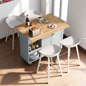 Rolling Kitchen Island Cart with Foldable Countertop, Slide-Out Shelf, Towel Rack, Drawer, Cabinets, Lockable Wheels, Mobile Storage Kitchen Cabinets - 1 of 4