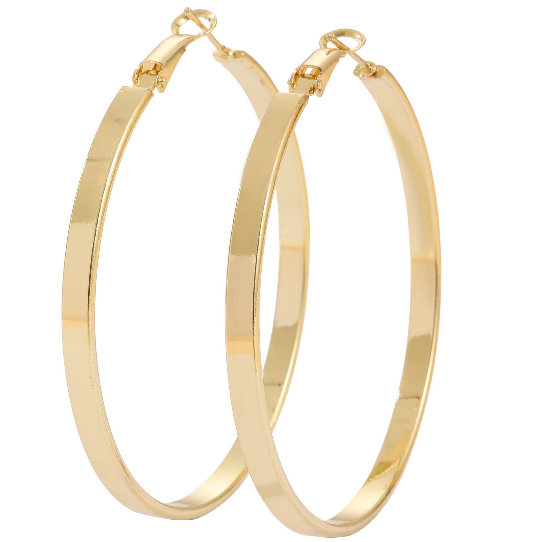 Amy and Annette 14k Gold Large Hoop Earring with Omega Closure