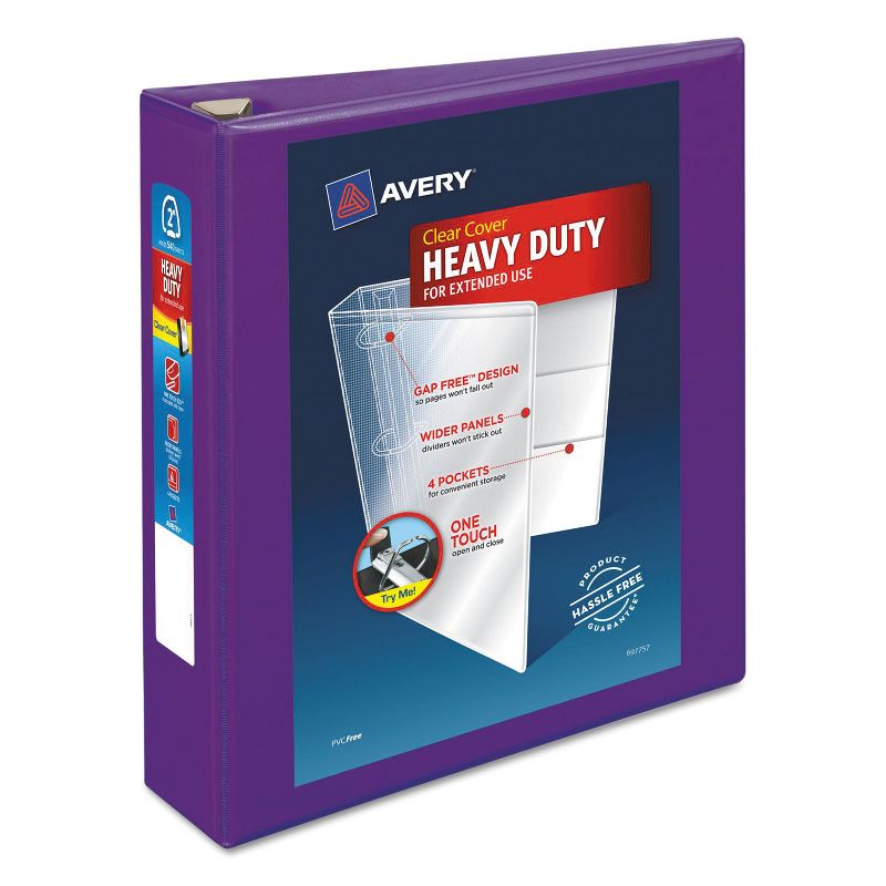 Avery Heavy-Duty View Binder w/Locking EZD Rings 2" Cap Purple 79777, 1 of 6