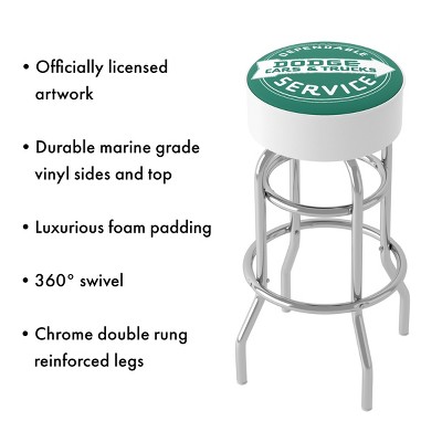 White Metal Swivel Bar Stool with Foam Padding