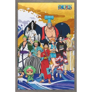 Trends International One Piece: Wano Country - Crew On Wave Framed Wall Poster Prints - 1 of 4
