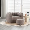 Vynxaria Coffee Color Chenille Square Bean Bag Seats with Footstool for Living Room & Bedroom - 3 of 4