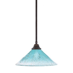 Toltec Lighting Any 1 - Light Pendant in  Dark Granite with 16" Teal Crystal Shade - 1 of 1