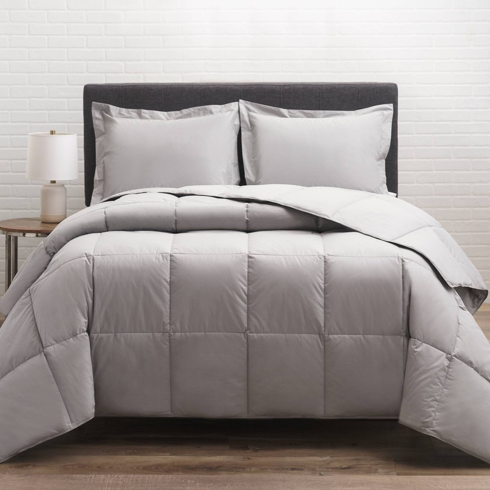 Photos - Duvet Twin 300 Thread Count Cotton Twill Down Comforter Gray - Allied Home