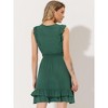 Allegra K Women's Sleeveless V Neck Lace Trim Smocked Waist Ruffled Dress - 4 of 4