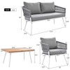 SKRAN 4-Piece Rope Patio Furniture Set, Outdoor Furniture with Acacia Wood Table, Patio Conversation Set for Backyard Porch Balcony, Grey - 4 of 4