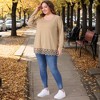 Women's Lace Hem Square Neck Long Sleeve Casual Tunic Blouse - Agnes Orinda - 3 of 4