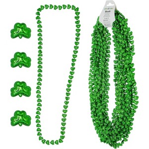4E's Novelty St. Patrick's Day Shamrock Bead Necklaces (12 Pack) - Party Favors, Kids' Costume Accessories, Gifts - 1 of 4