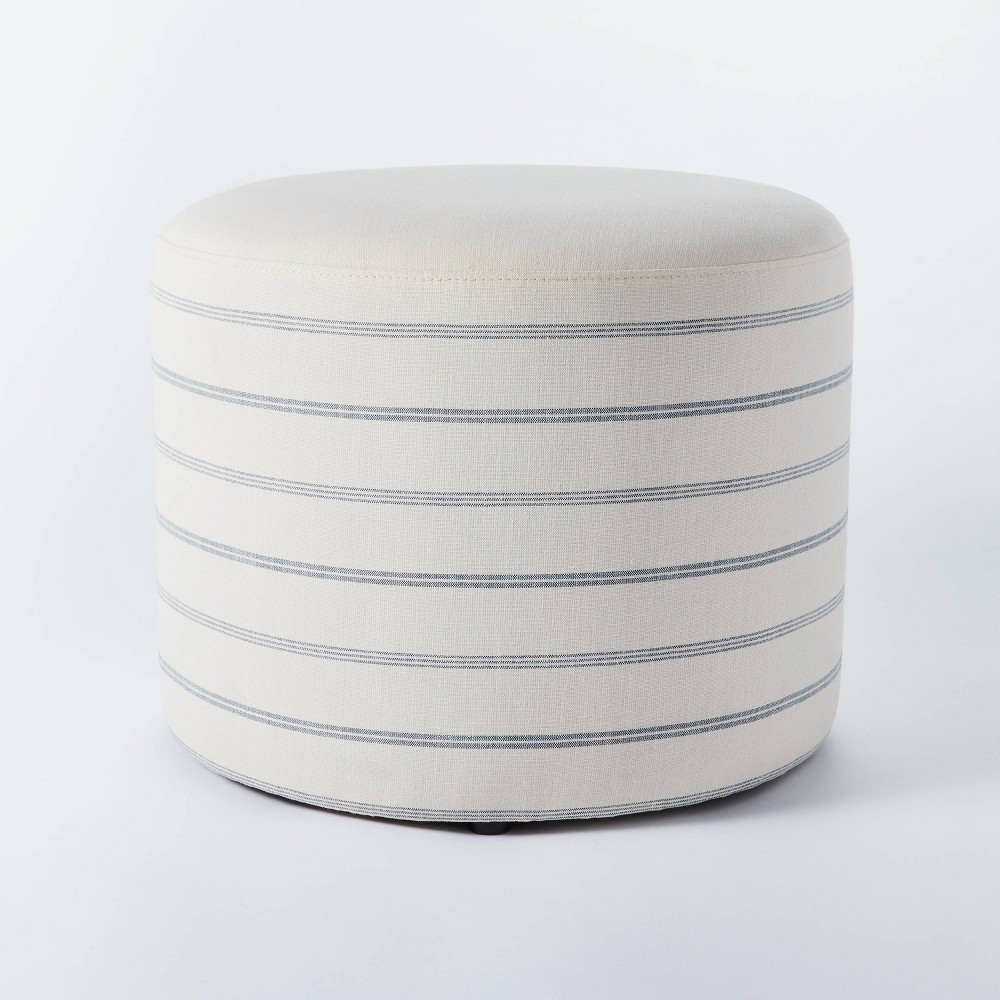 Photos - Pouffe / Bench Lynwood Upholstered Round Cube Ottoman White - Threshold™ designed with St