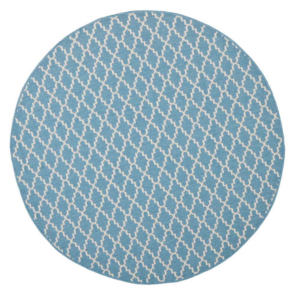 6'7in Durres Round Patio Rug Blue/Beige - Safavieh