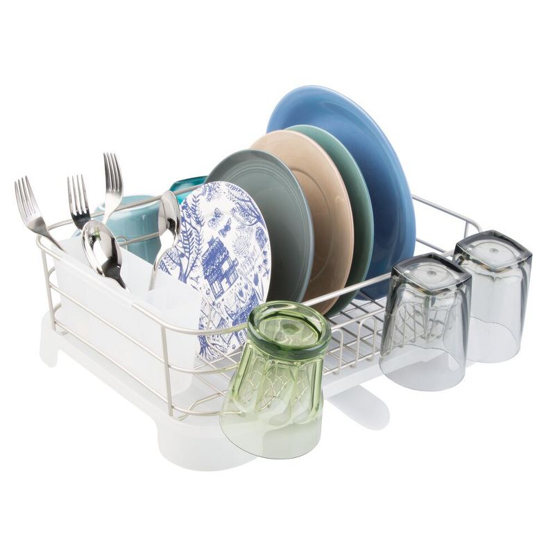 mDesign Alloy Steel Sink Dish Drying Rack Holder with Swivel Spout, 5 of 8