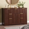 Modern Fluted Dresser for Bedroom with 7 Drawers, Wide Dresser Storage Cabinet, Furniture TV Stand w/Metal Handles, Wood Dressers for Bedroom, Walnut - 2 of 4