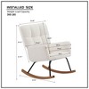 Modern Rocking Chair, Upholstered High Back Wooden Chairs, Ergonomic Design Armchair, for Living Room Bedroom - 2 of 4