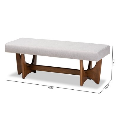 Theo 49'' Greyish Beige Upholstered Walnut Bedroom Bench