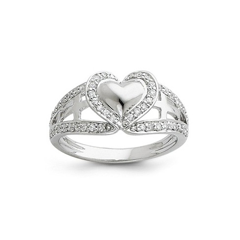 Black Bow Jewelry Rhodium Plated Sterling Silver Cz Pure Heart Tapered Ring Target
