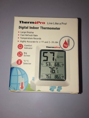 ThermoPro TP50W Digital Hygrometer Indoor Thermometer Room Thermometer and Humidity Gauge with Temperature Humidity Monitor, Black