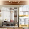 Lycvki MDF Entryway Hall Tree with 4 Hidden Hooks and Walnut Seating Bench - 4 of 4