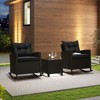 Tangkula Set of 3 Wicker Rocking Set w/ Tempered Glass Table Patio Outdoor - 4 of 4