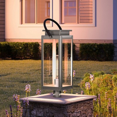 Urban Ambiance Luxury Modern Farmhouse Outdoor Post Light 26''H x 9.75''W,  Stainless Steel Finish,  Darwin Collection, UHP1270