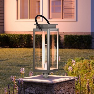 Urban Ambiance Luxury Modern Farmhouse Outdoor Post Light 26''H x 9.75''W,  Stainless Steel Finish,  Darwin Collection, UHP1270 - 1 of 4
