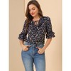 Allegra K Women's Ruffled Neck Floral Tie Neck Ruffle Sleeve Top - 2 of 4