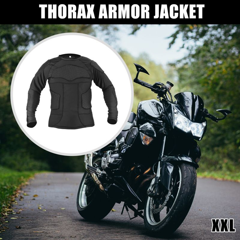 Unique Bargains Full Body Armor Jacket Thorax Back Backbone Bike Motorcycle Riding Protective Black Size 2XL, 2 of 7