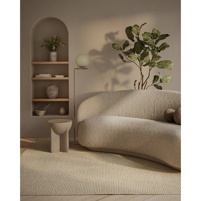 Everett Off-White Hand-Tufted Wool and Viscose Rug, 2x4 ft